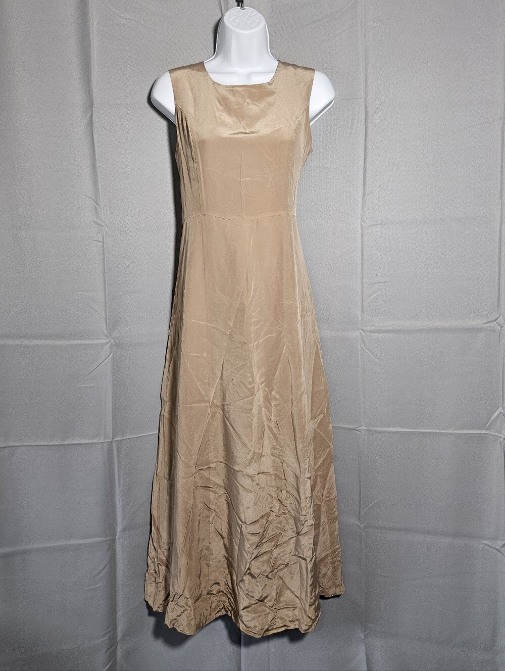Victoria Holley Vintage 90s Minimalistic Quiet Luxury Silk Champagne Maxi Sz 8
